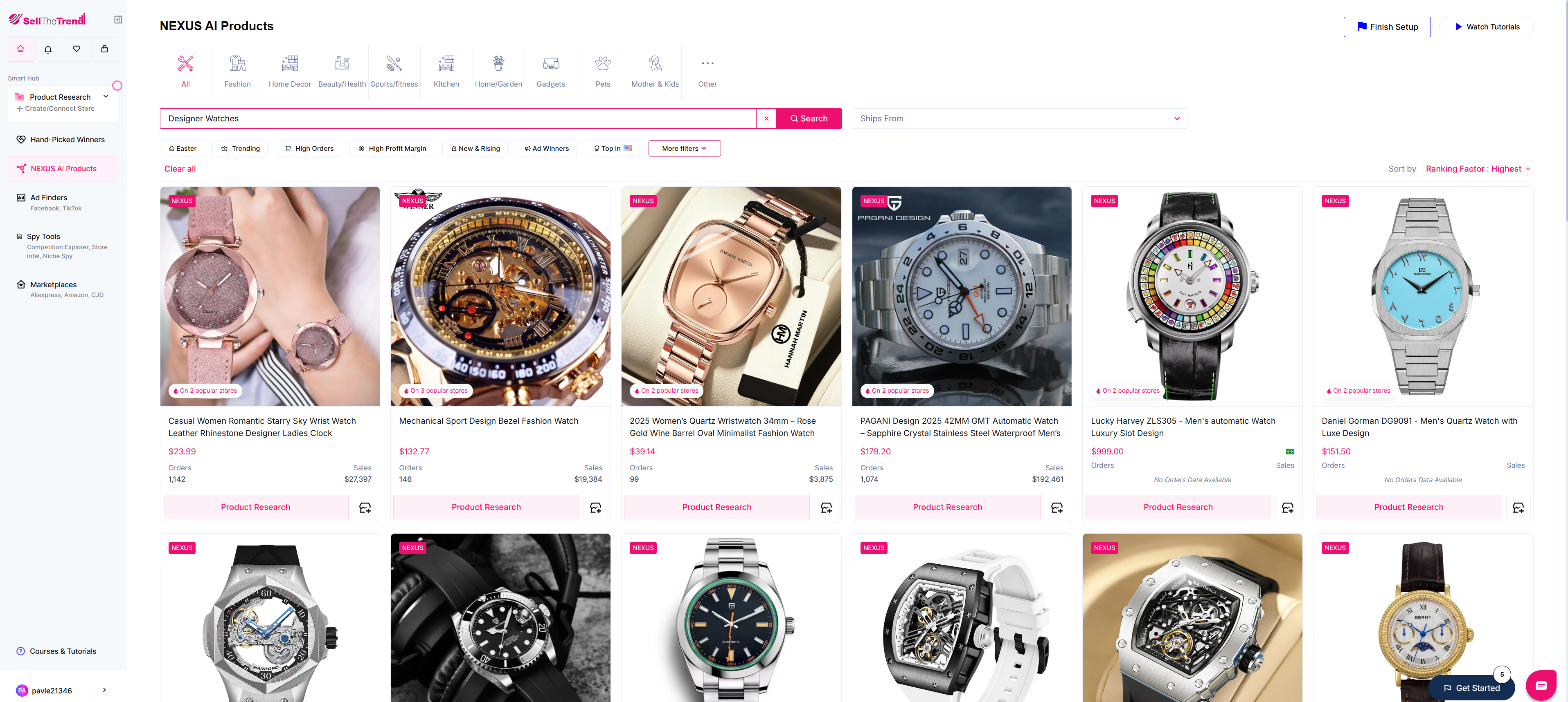 using sell the trend nexus ai for watch dropshipping in the designer watches category
