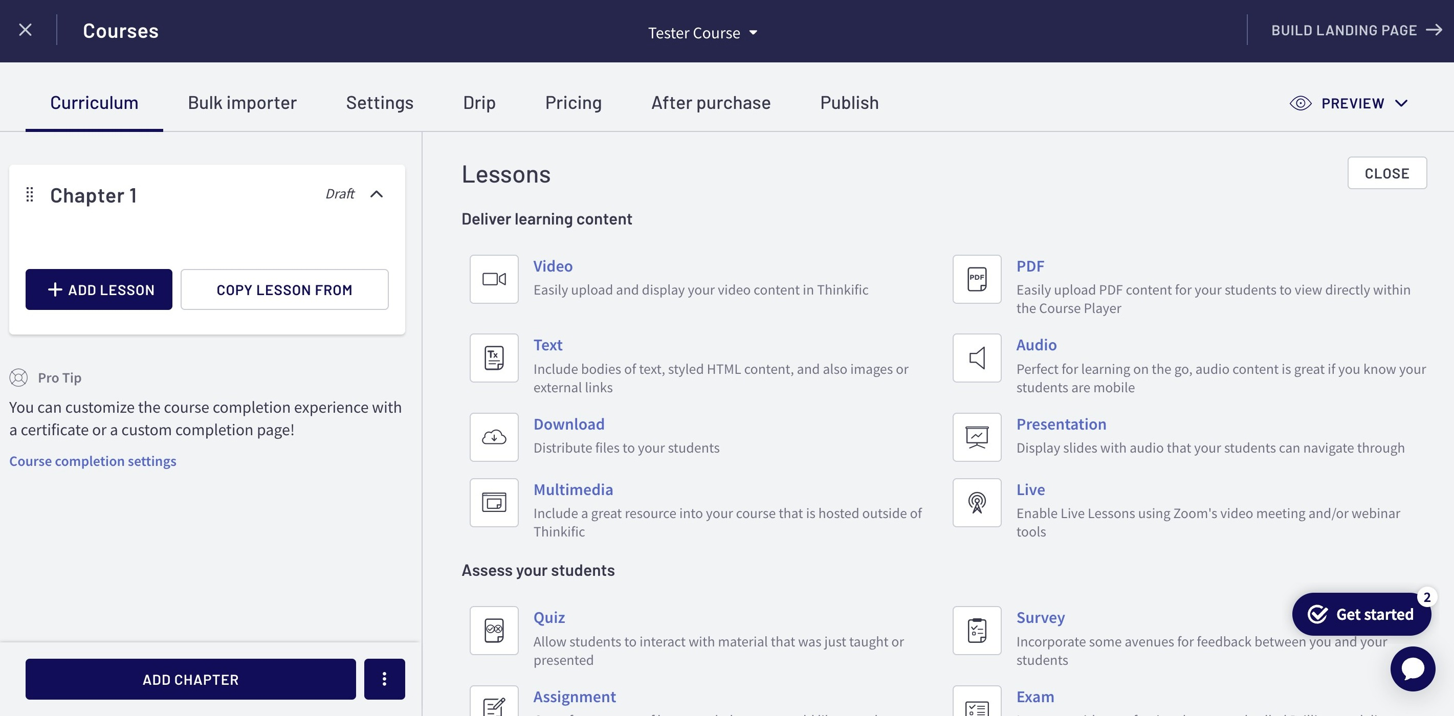 Thinkific review - course templates