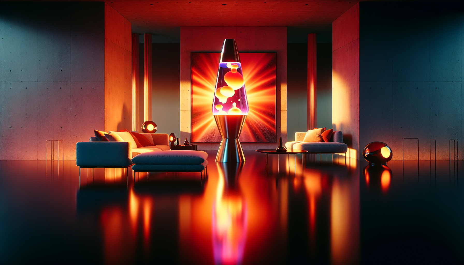 A stunning giant lava lamp brightening up a modern living space