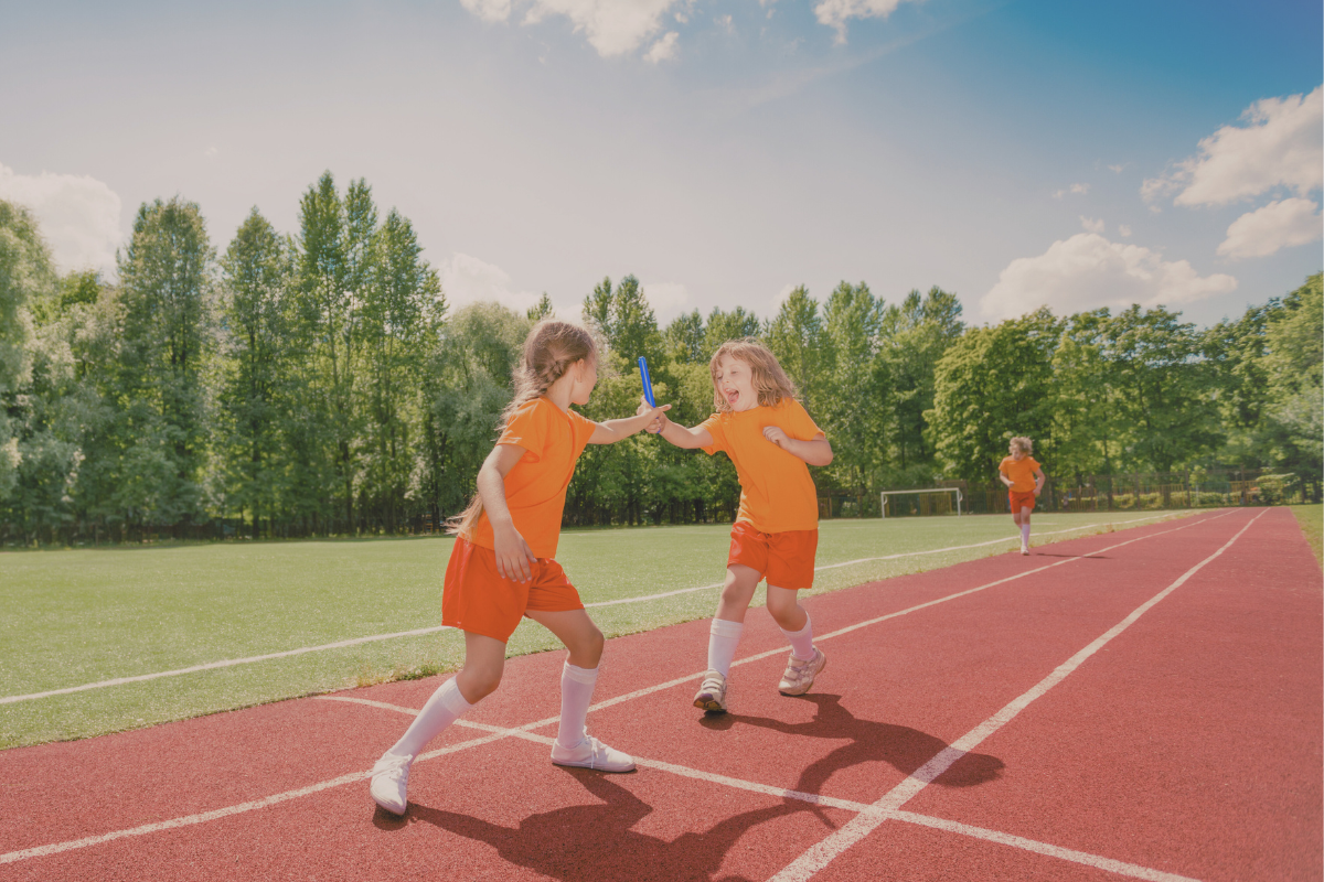 Children playing a relay race