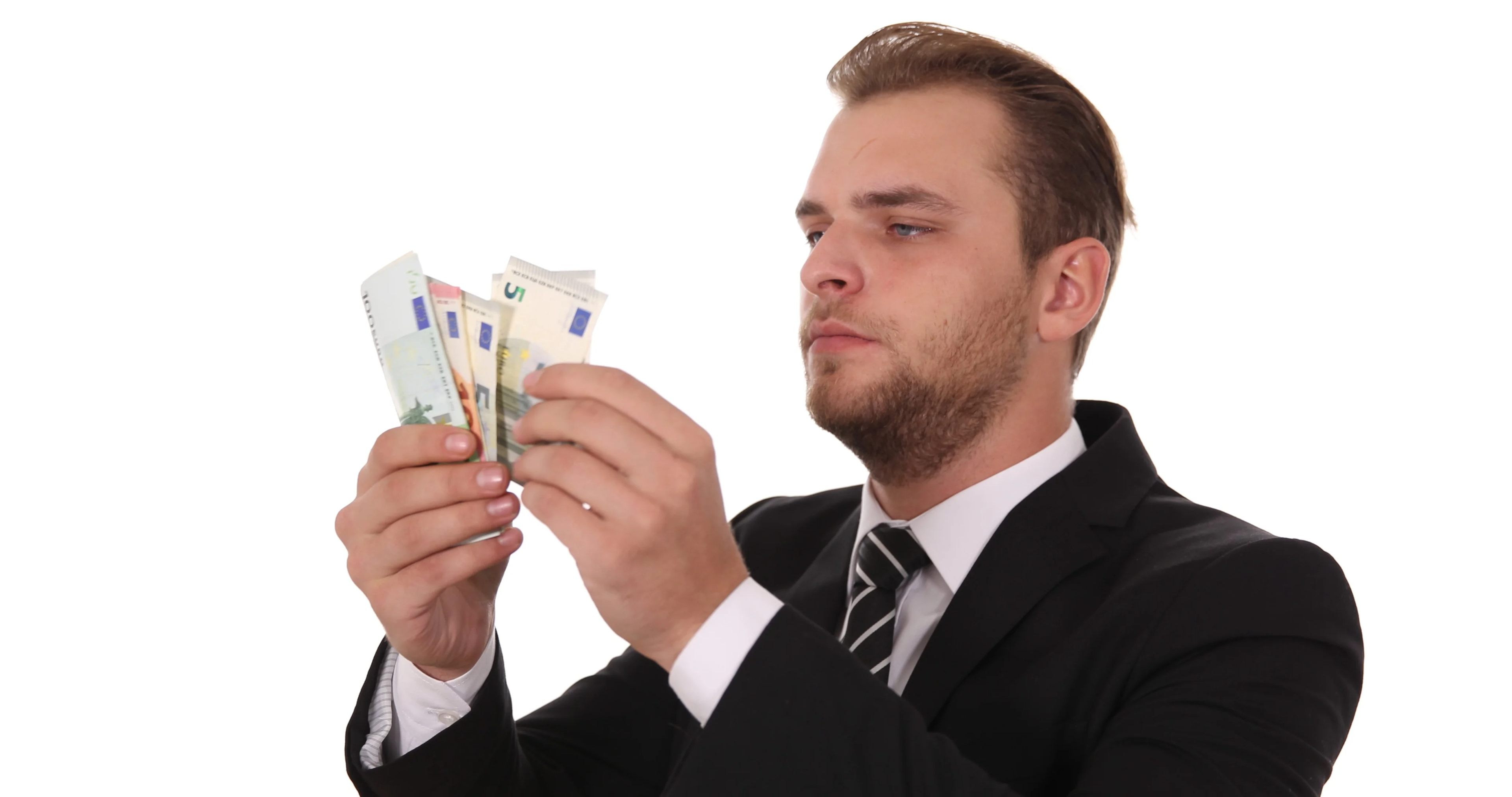 Person counting Euro bills