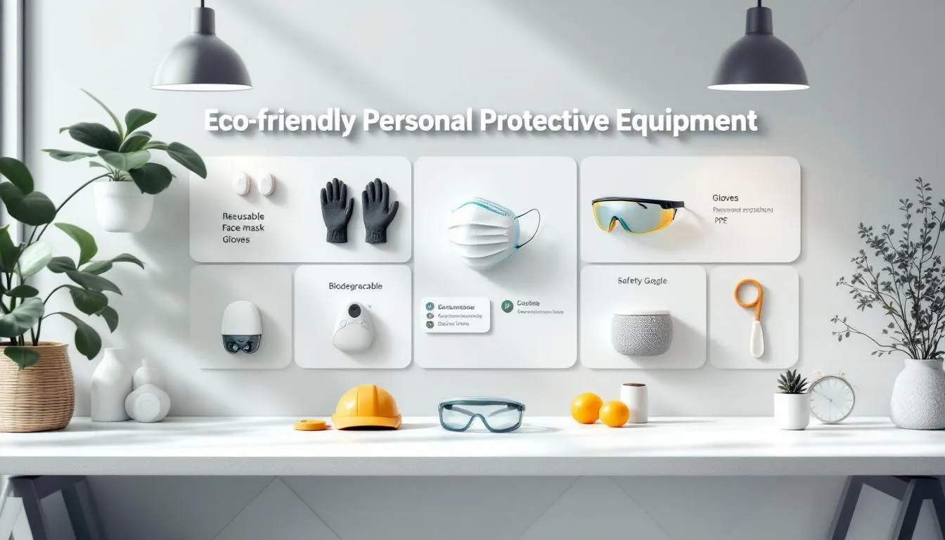 Eco-friendly PPE options displayed.