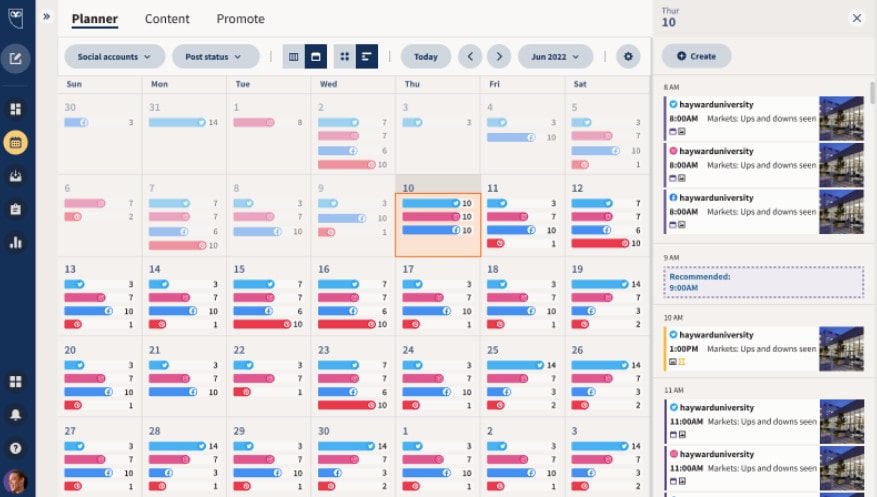 Ejemplo de herramienta de redes sociales con calendario de contenidos