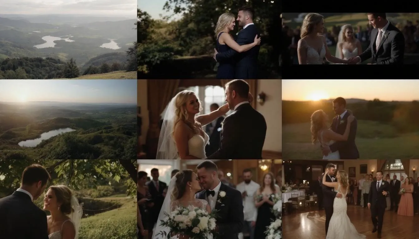 A montage of special wedding moments captured by a videographer.