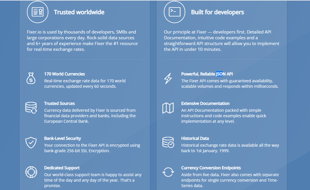 Fixer API features