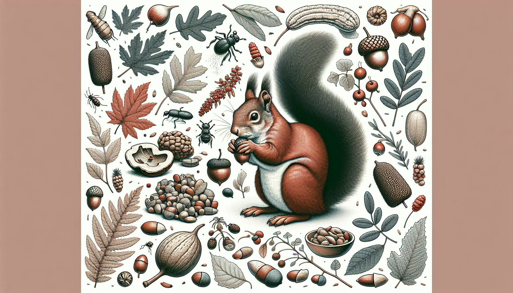 Illustration of squirrel diet