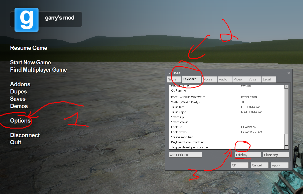 Example of changing the keybind in garry&apos;s mod