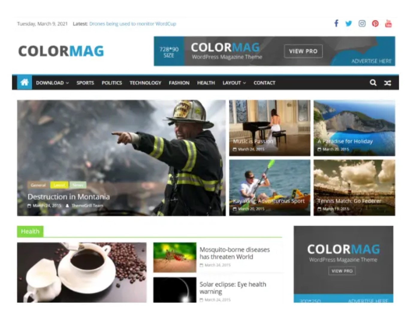  Gratis Responsive WordPress Templates - ColorMag By ThemeGrill