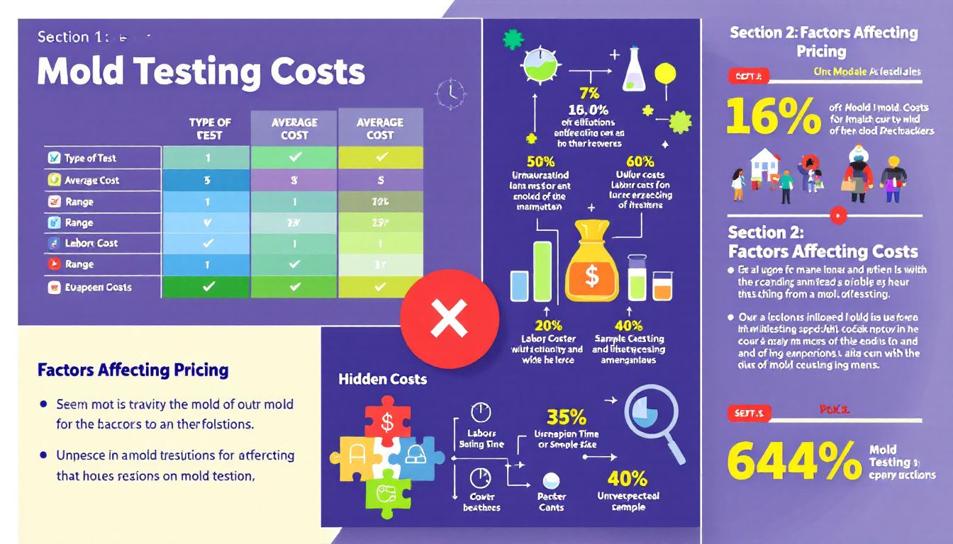 An overview of mold testing costs including various factors affecting pricing.