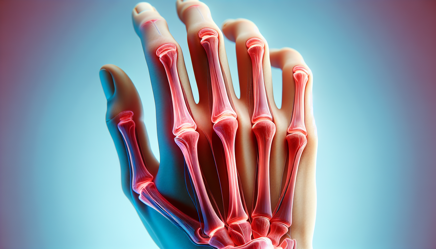 Illustration of inflamed joints in Rheumatoid Arthritis