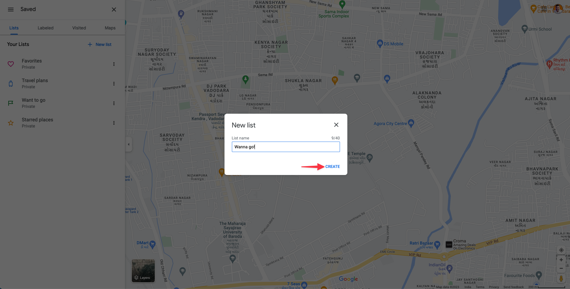 Remote.tools shows how to create a new list on Google maps
