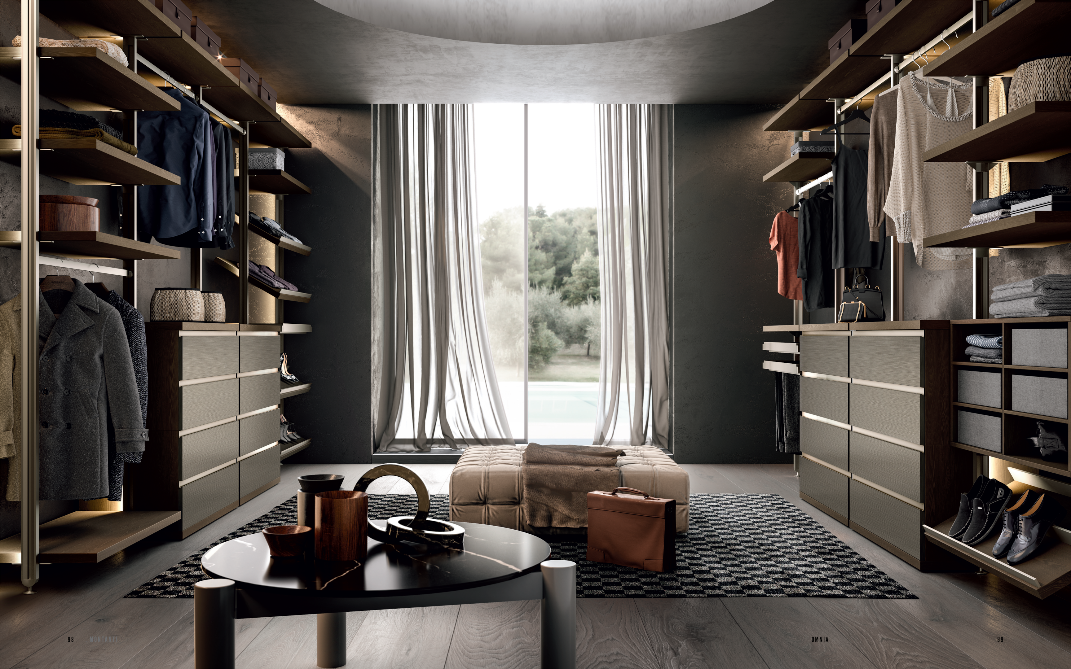 Maximizing space with vertical storage in luxury walk-in closet - Pedini Miami