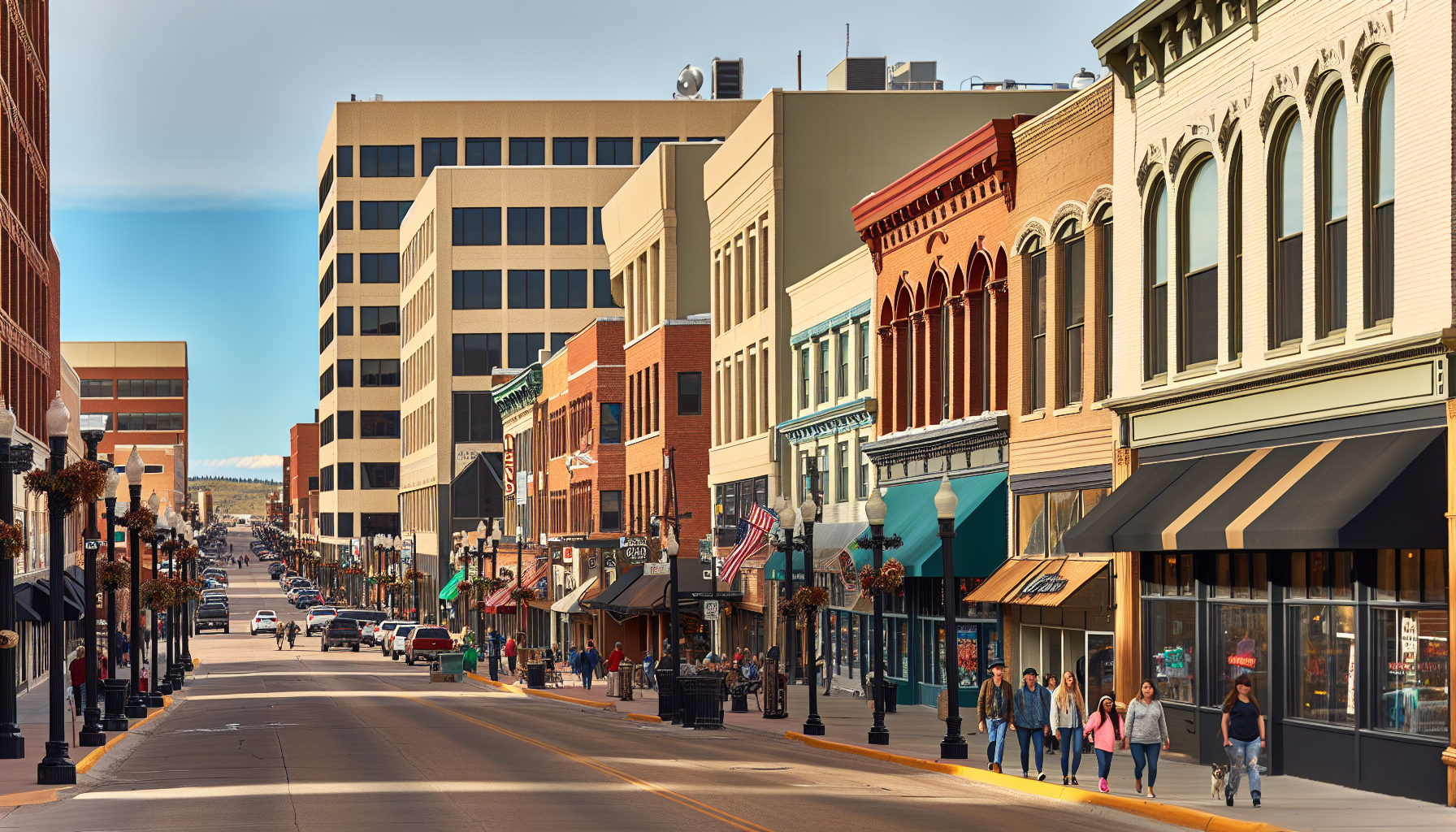 Wyoming downtown area with modern buildings