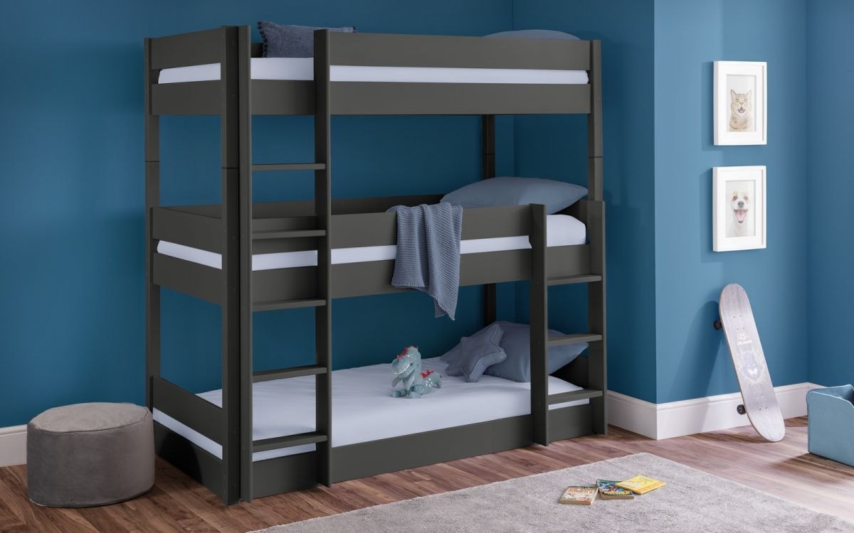 A large triple bunk bed
