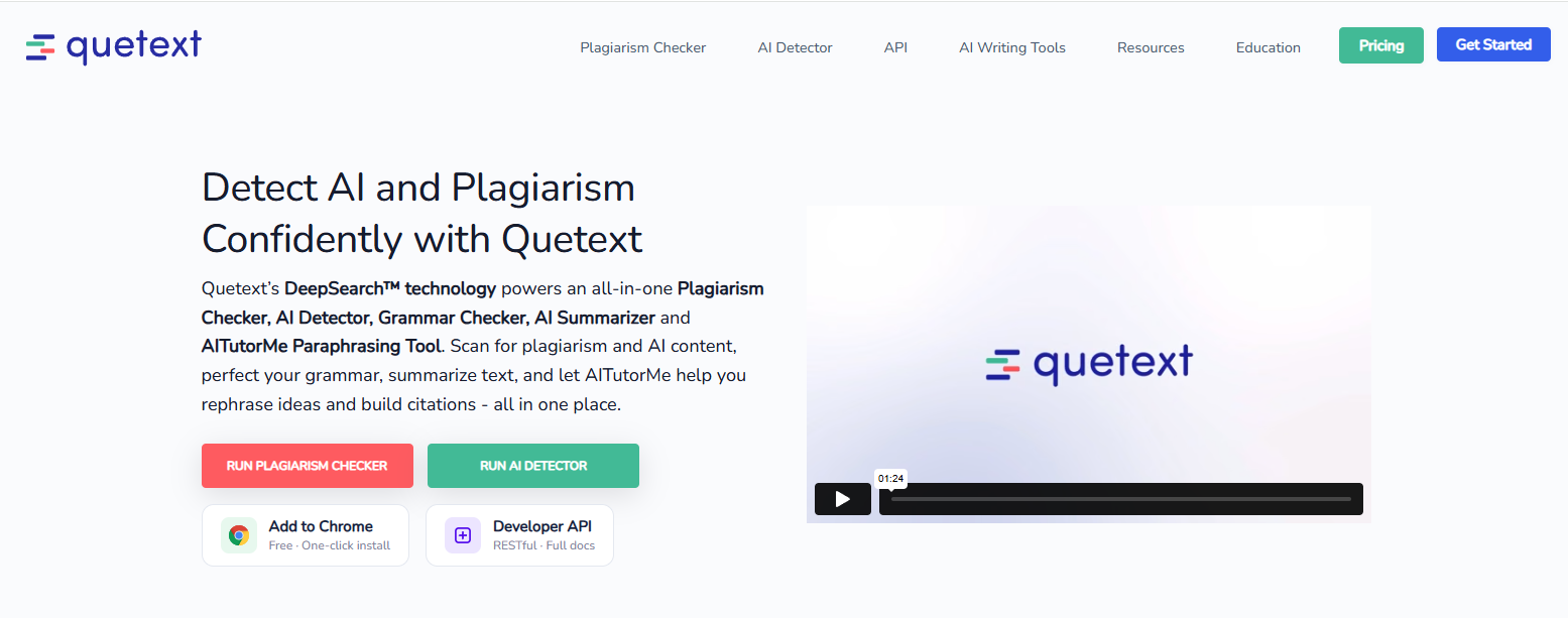Quetext AI detection and plagiarism checker platform helping students, educators, and professionals verify content originality, detect AI-generated text, and improve academic writing.