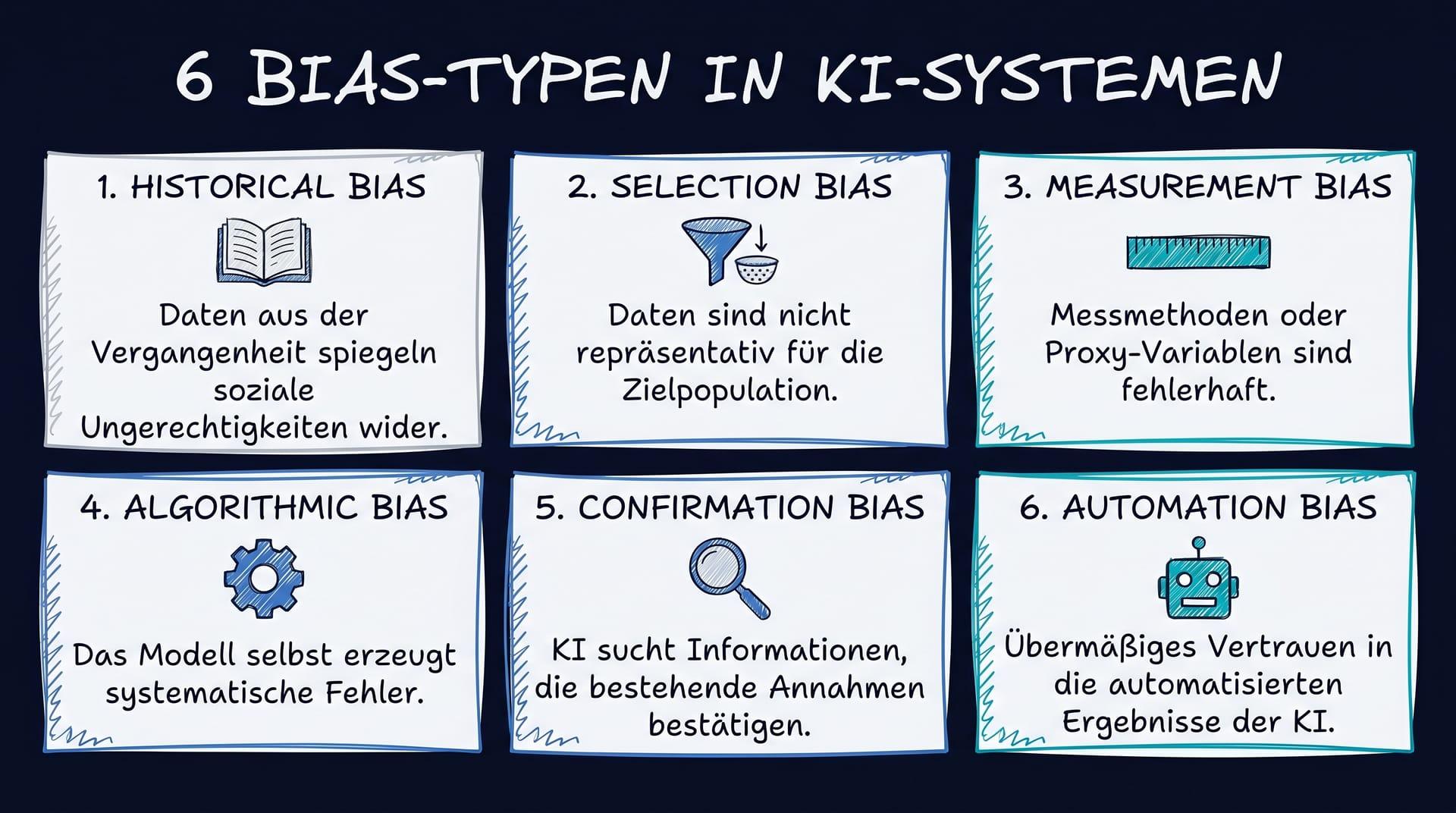 6 Bias-Typen in KI-Systemen