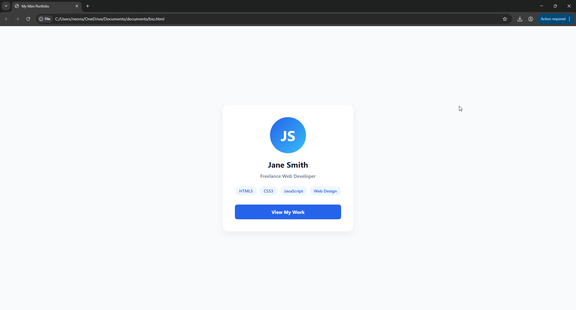 The file open in Google Chrome using File Protocol on Windows.