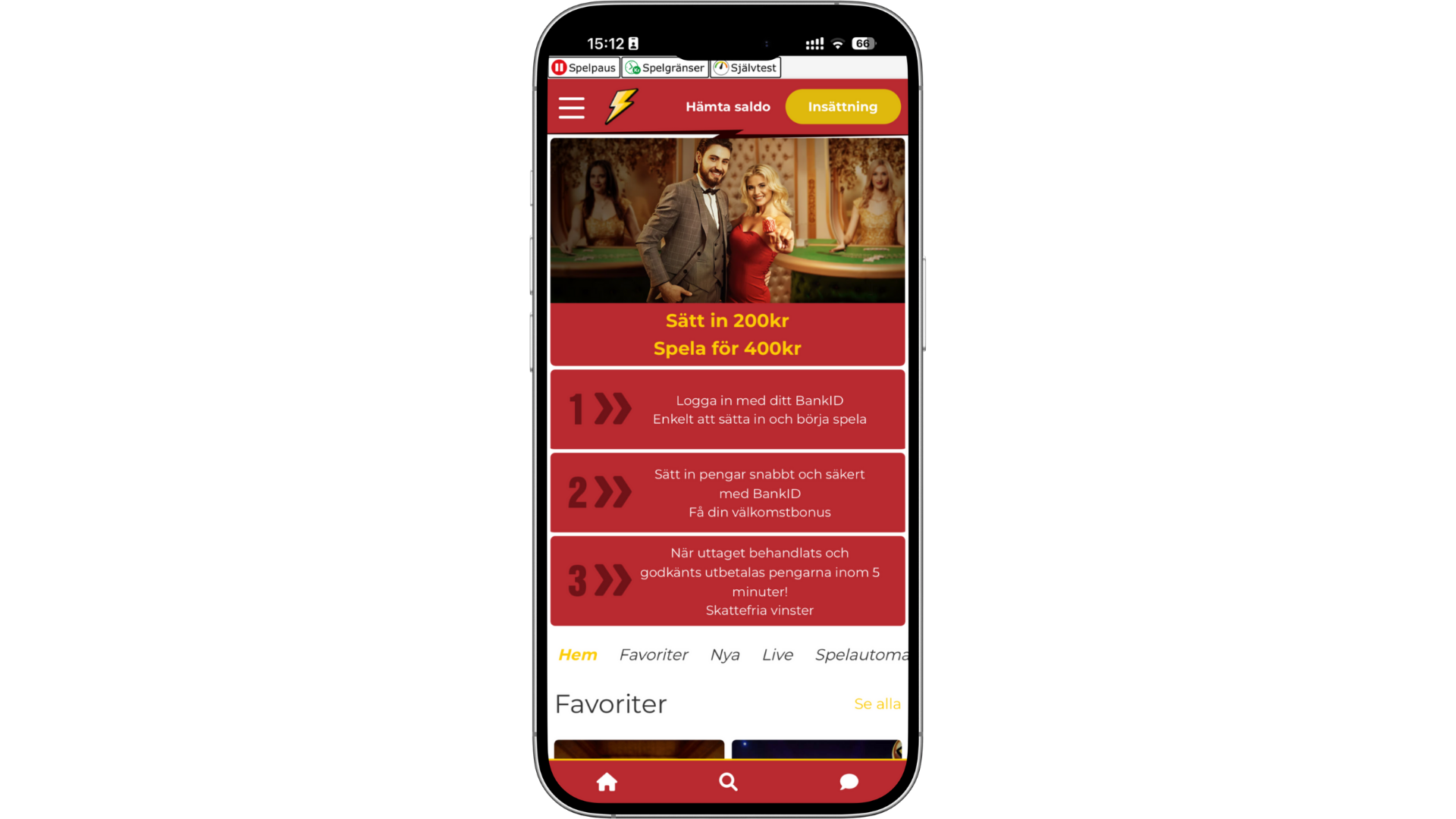 Pronto live casino app