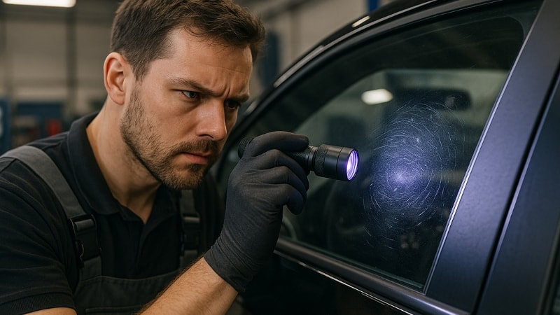 The damage of glass can be seen under specialized light