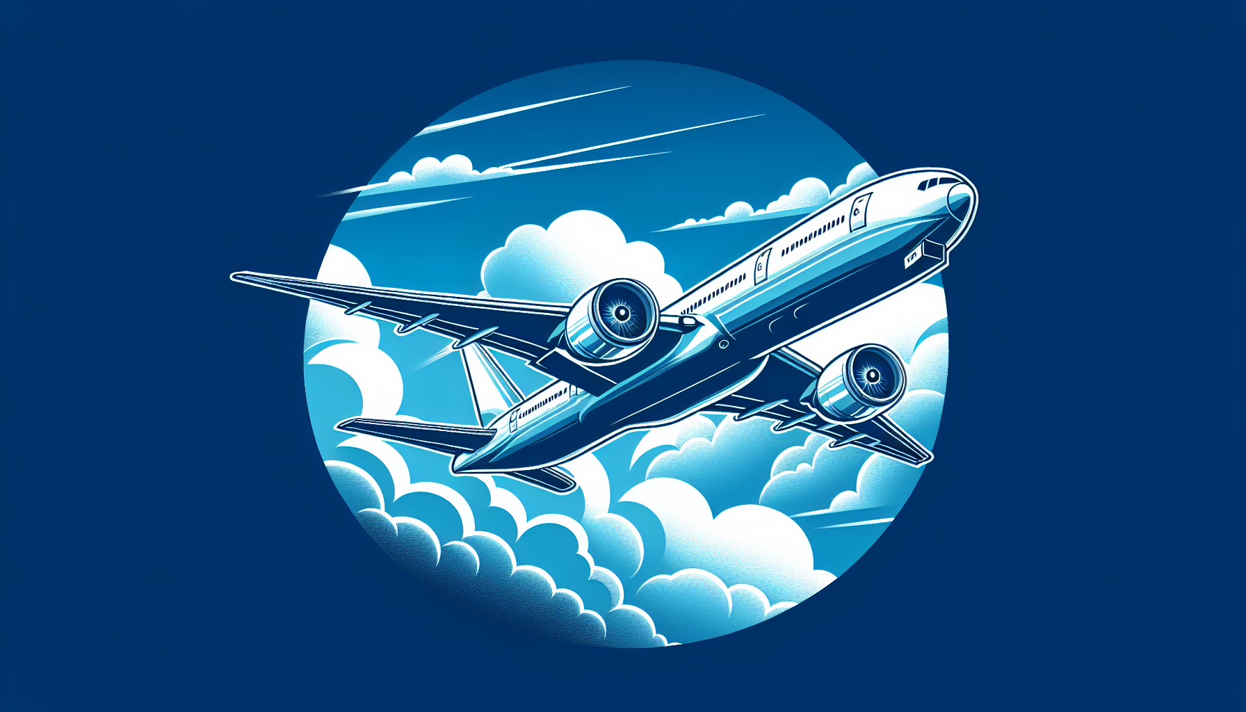 An illustration of the Boeing 777 aircraft in flight.