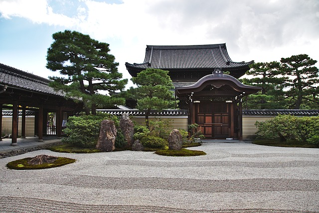 temple, garden, gate