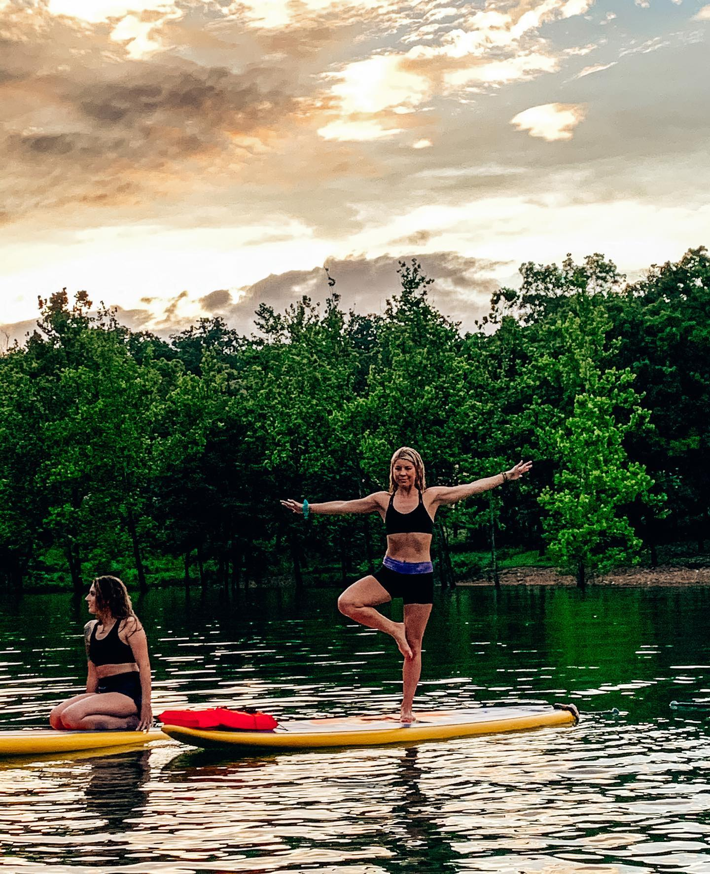 yoga poses on yoga paddleboard