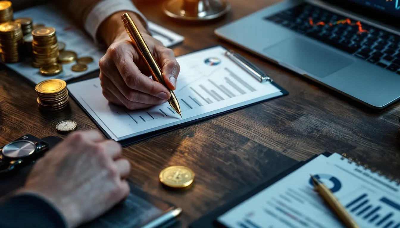 En investerare som analyserar utdelningsaristokrater för investering.