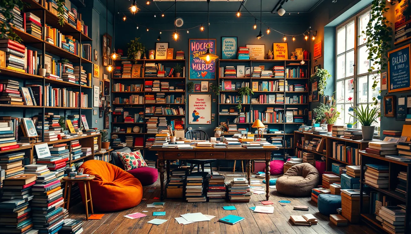 A cozy independent bookstore filled with shelves of books, representing the bookstore landscape.