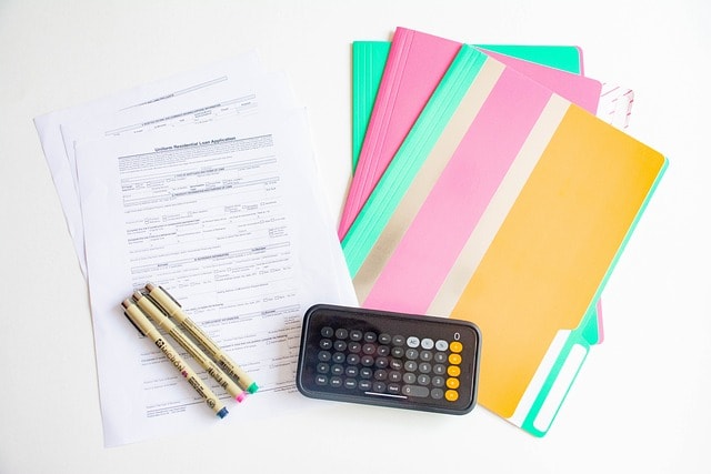 calculator, pink, office mortage