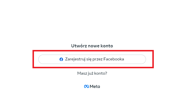 Formularz: „Zarejestruj się przez Facebooka”