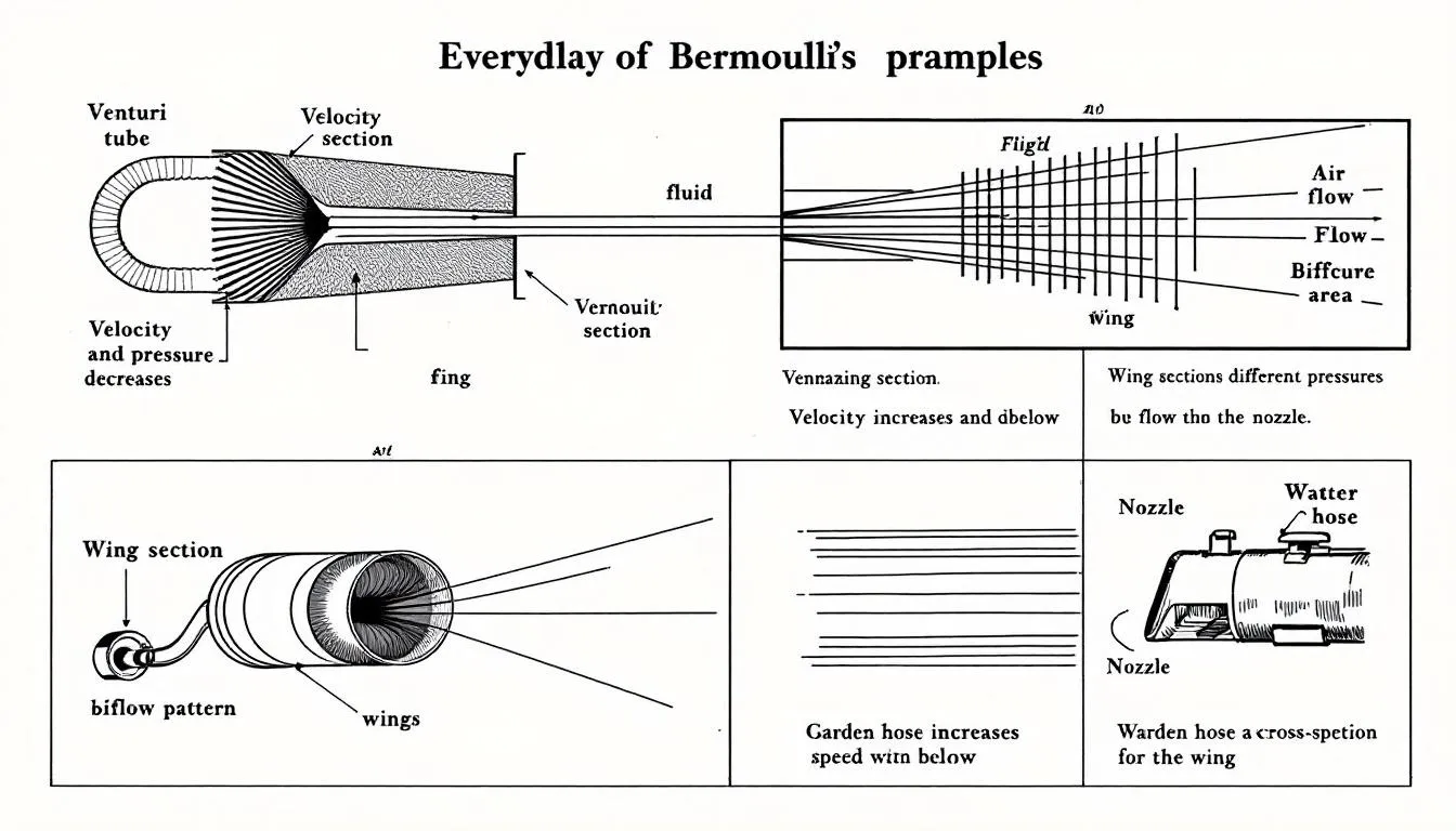 Everyday examples illustrating Bernoulli's principle in action.