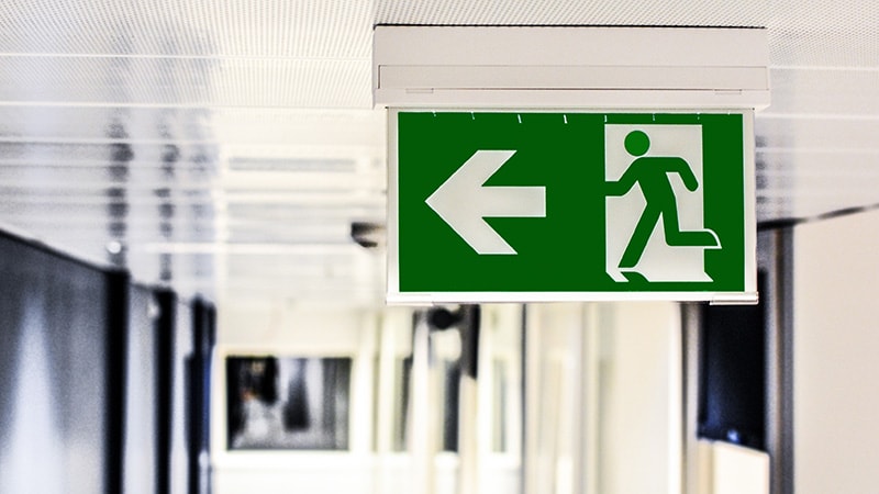 Emergency Lighting - Exit Sign in a Hotel