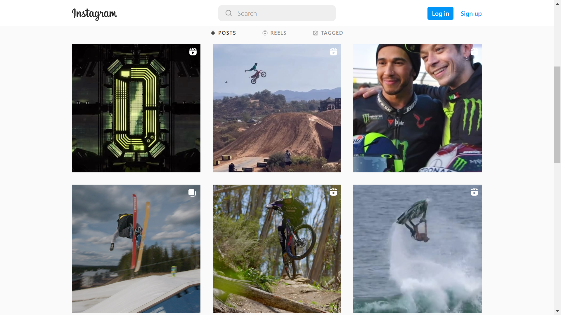 Screenshot of Monster Energy Instagram page