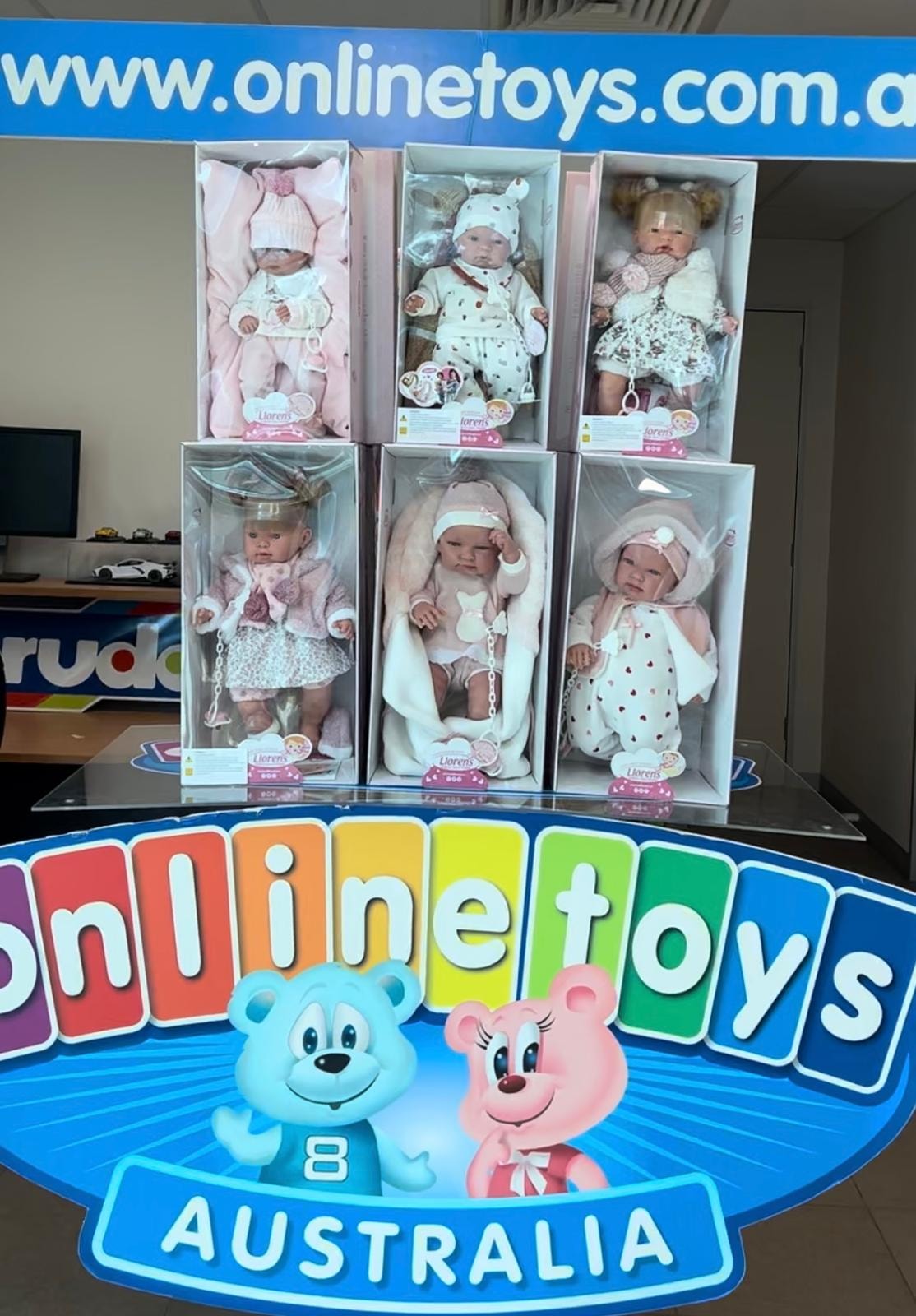 Llorens dolls with Online Toys Australia in the showroom