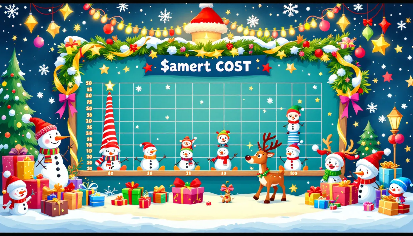 A chart showing the cumulative cost of all gifts given during the twelve days of Christmas.