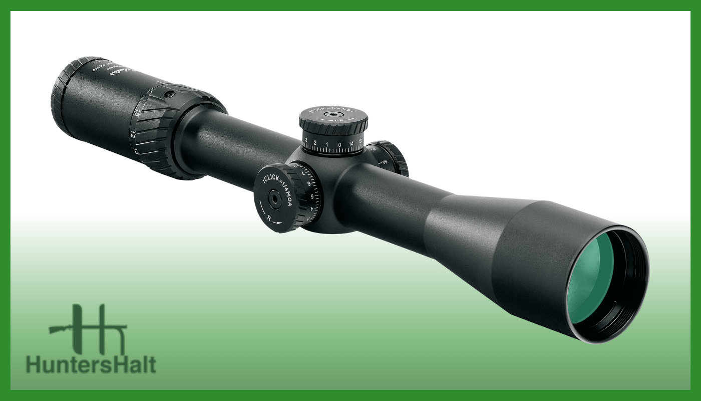 Picture of a Cabelas Rifle Scope with green background