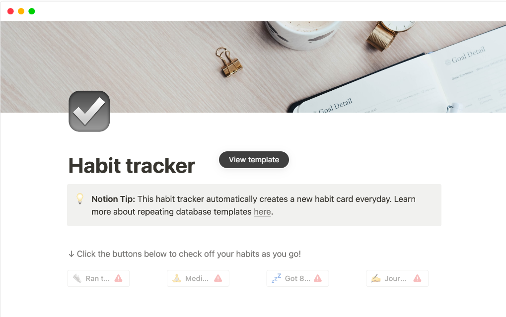 habit tracker notion template