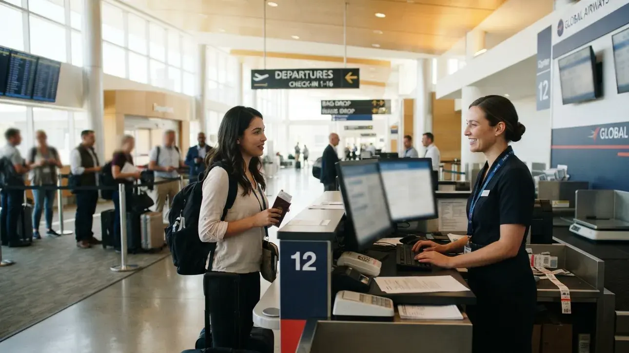 Traveler comparing separate outbound and return flight reservations