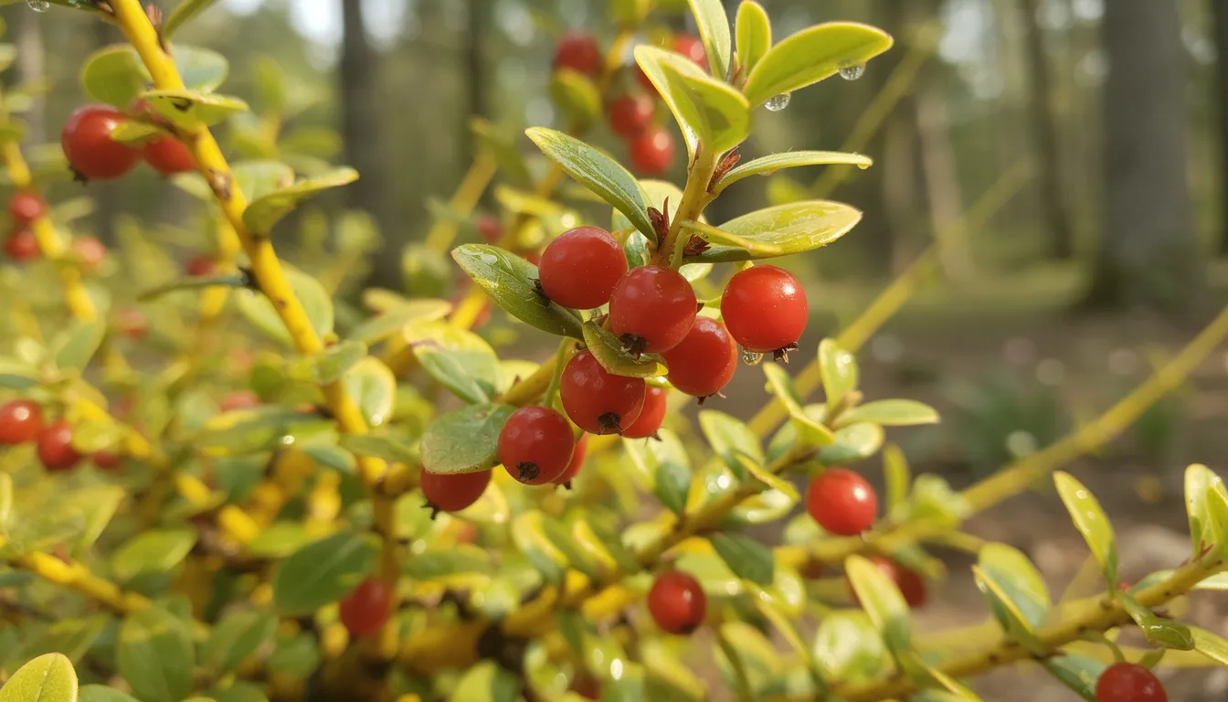 This close-up photograph showcases a vibrant yellow barberry plant, featuring small berries and lush green leaves, set against a natural backdrop. The barberry, often associated with traditional medicine, may have benefits for metabolic health, including potential effects on blood sugar levels and cholesterol.