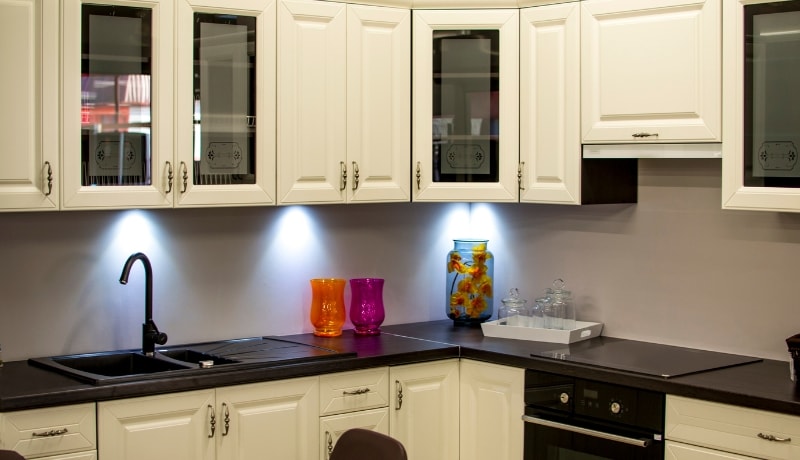 Glass cabinet with window film