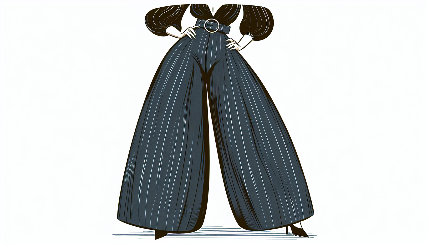 Illustration of pear-shaped body in wide leg pants