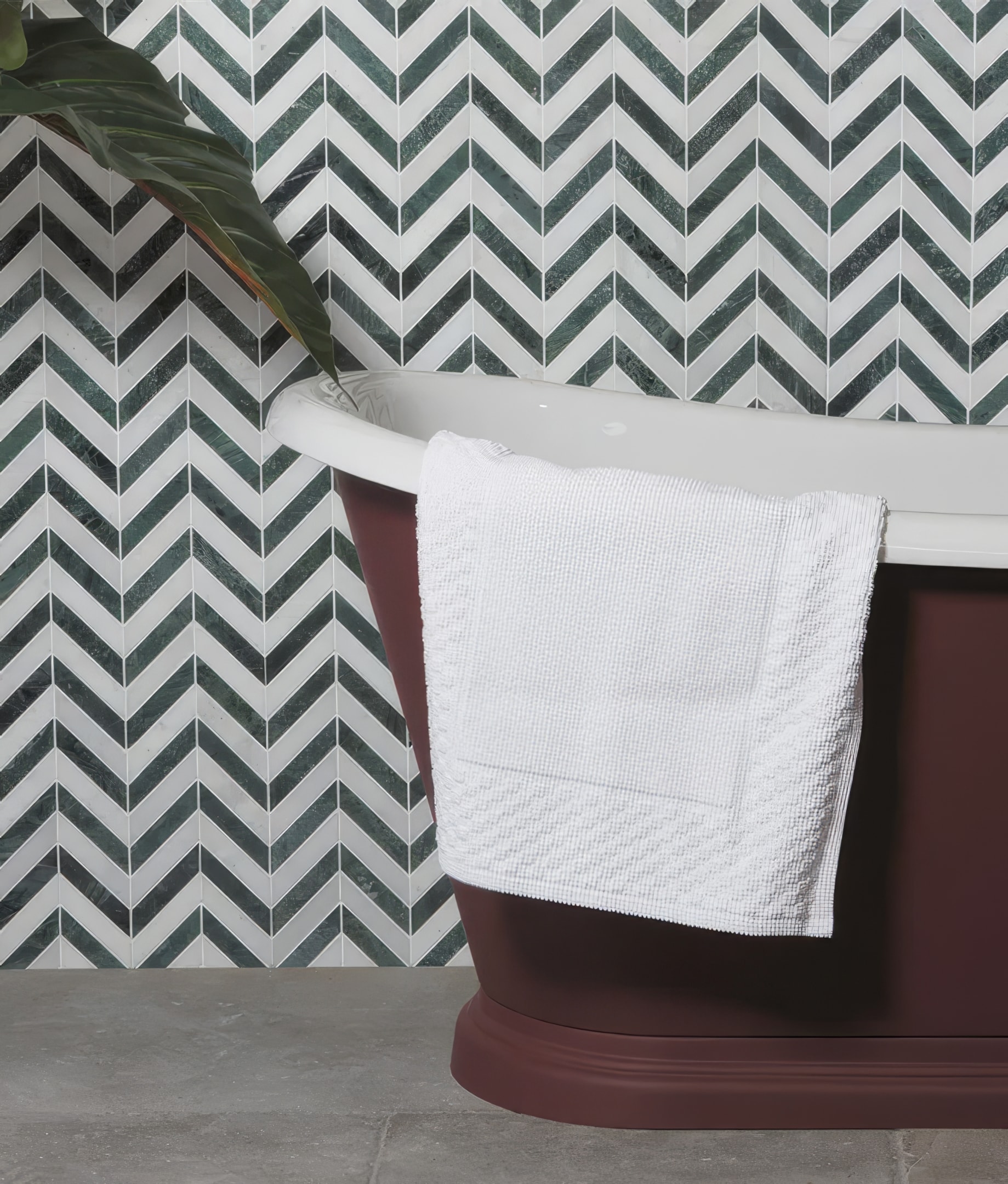 An artistic display of popular colors and styles in chevron mosaic tiles.