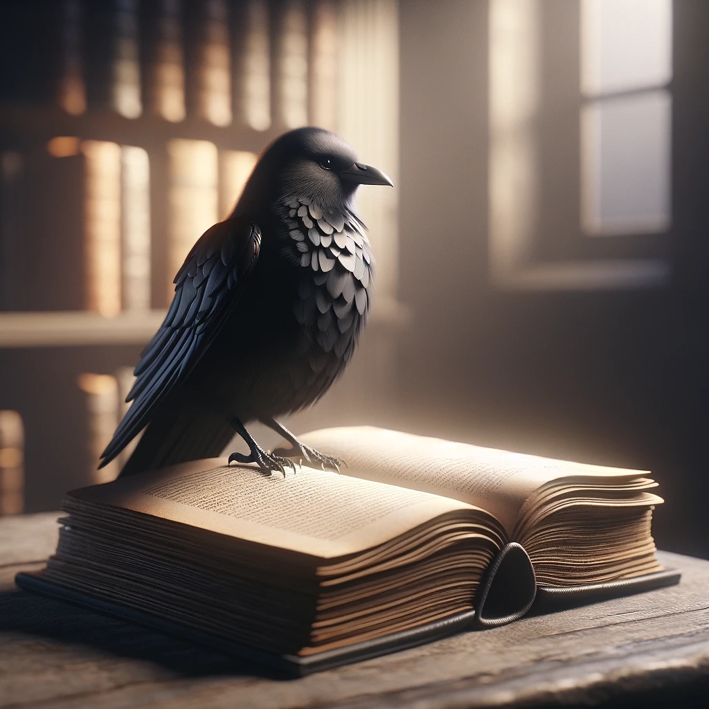 blackbird on a book