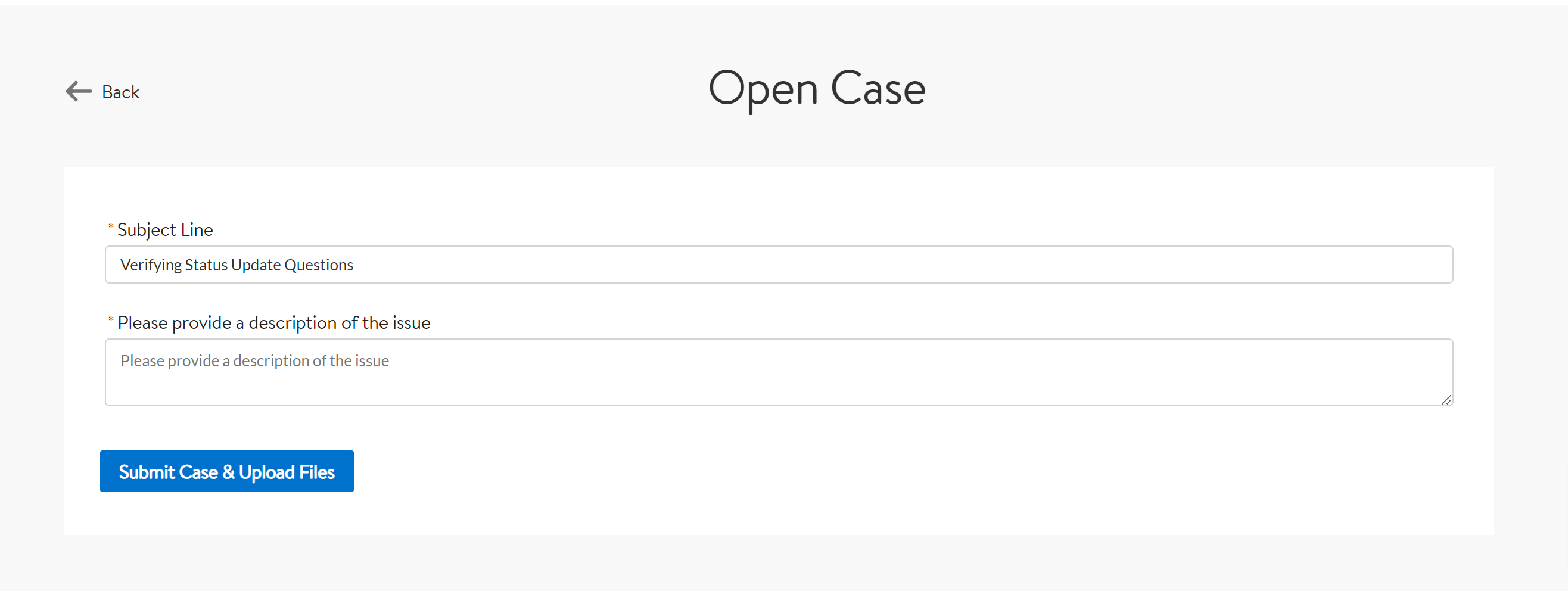 open case and upload files