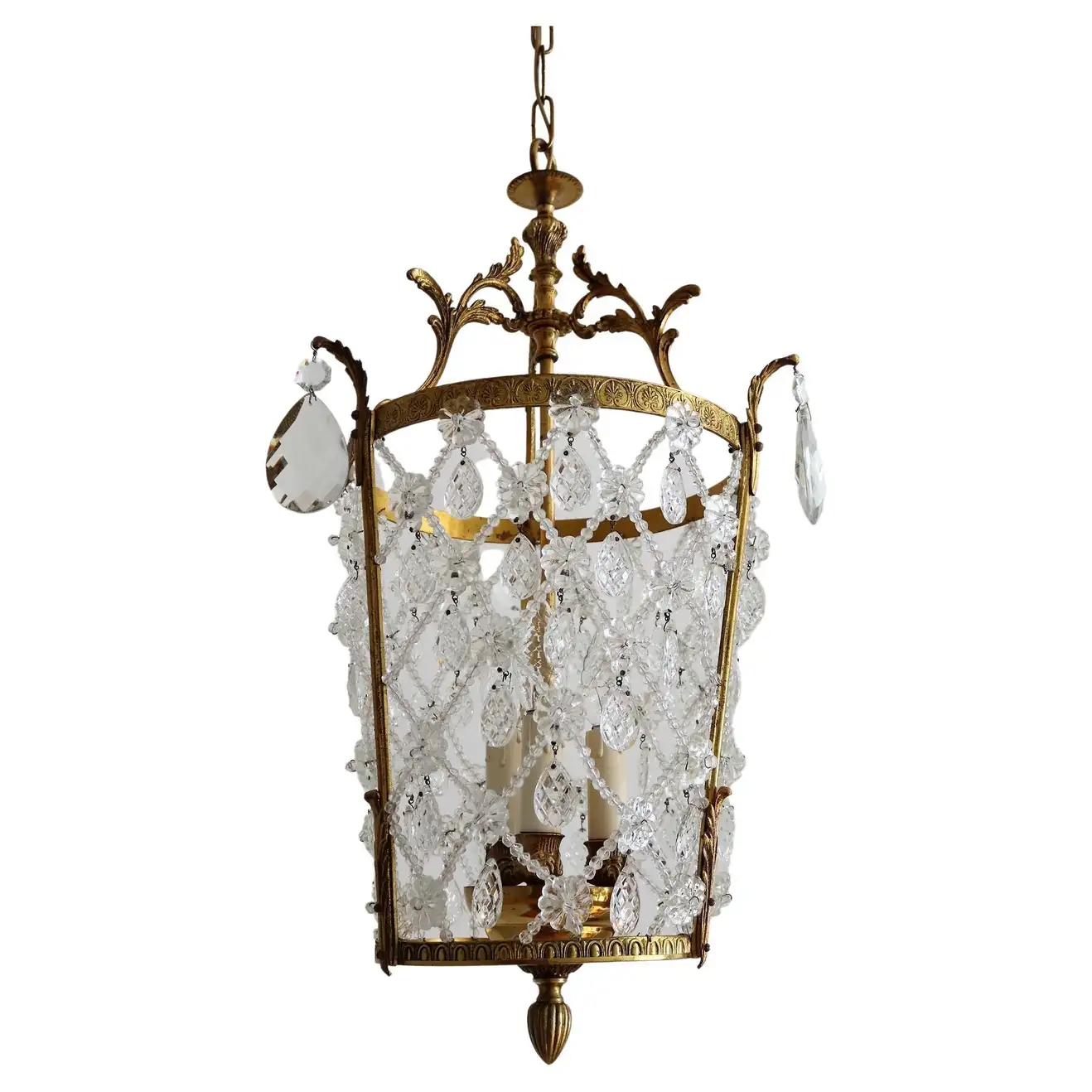 Italian Vintage Crystal Chandelier Lantern with Bronze Frame For Your Luxury Home Improvement