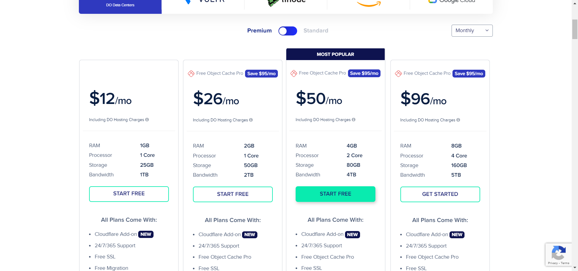 Cloudways pricing page