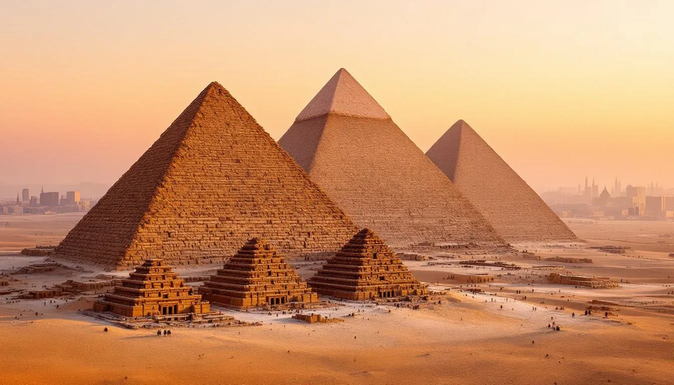 A stunning view of the iconic Giza Pyramids during a tour to Cairo.