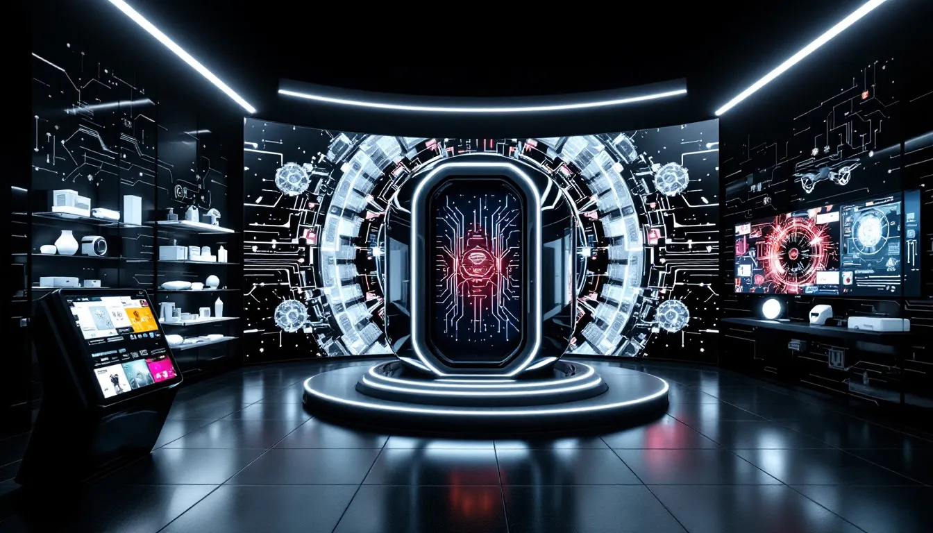 An interactive station combining an AI photo booth with other engaging activities.