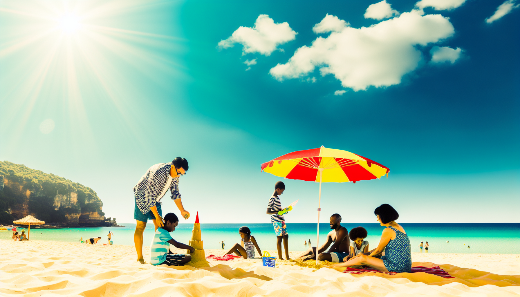 Beach Umbrellas and Family Fun