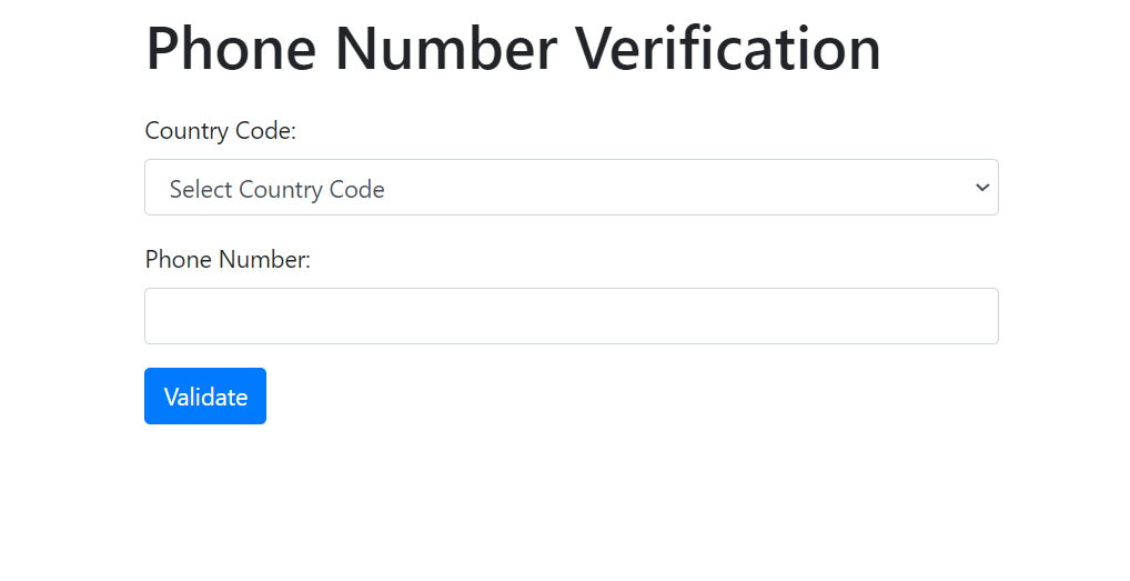 default page of the number verification app